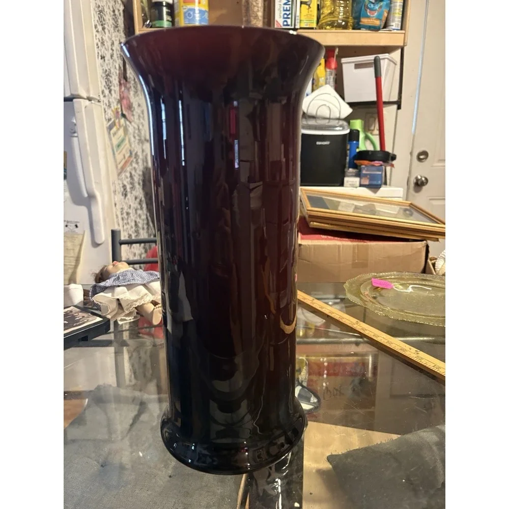 Vintage Mid Century Ruby Red Cased Glass 14
